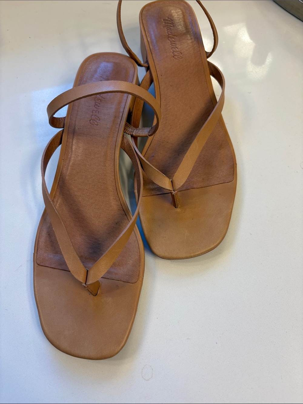 Madewell Cognac Leather Strappy Sandals